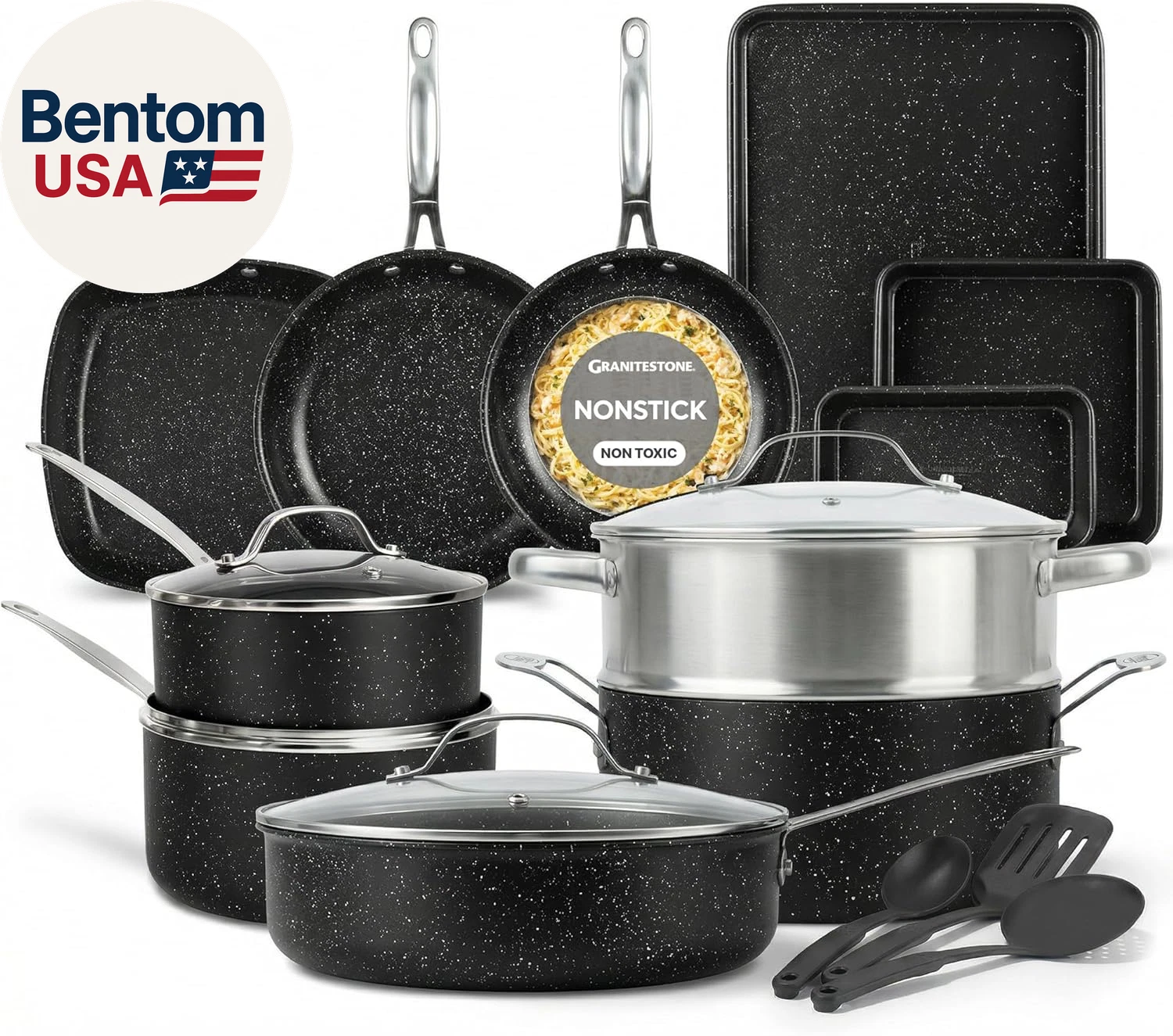 20 Pc Complete Pots and Pans Set Non Stick Cookware Set with Saute Pan, Bakeware
Opens in a new wind