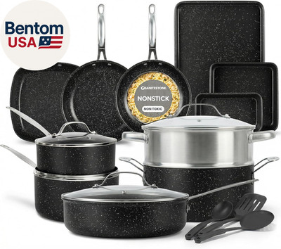 20 Pc Complete Pots and Pans Set Non Stick Cookware Set with Saute Pan, Bakeware