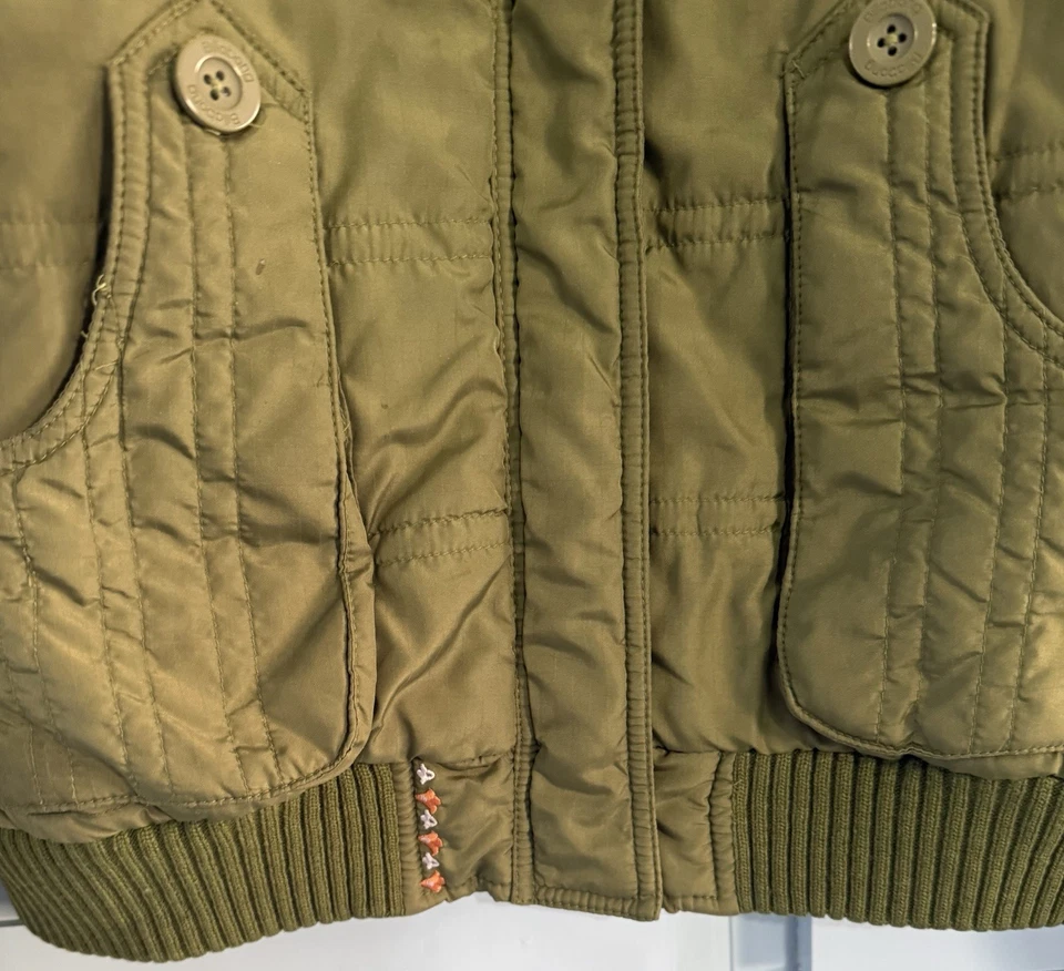 Billabong Bomber Jacket  Full Zip, Army Green, Collared, Lined, Puffer Medium - Image 3 of 4