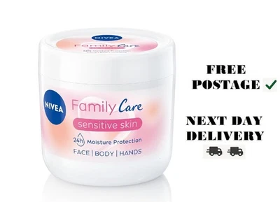 UK BRANDED NIVEA Almond, Family Care Sensitive Moisturising Cream, Body Cream for Dry Skin,
