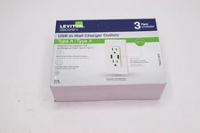 (3-Pk) Leviton USB Charger/Tamper Resistant Outlet White 15 A T5632-3BW