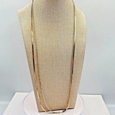 Vintage Modern Gold Layered Herringbone & Curb Chain Necklace Duo Fashion