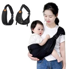 Baby Sling Carrier for Toddler Portable Adjustable Non-Slip Hip Seat Black Mesh