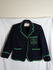 Vintage Boys School Wool Blazer St Johns Prep Lichfield Dark Navy 1960's