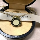 Necklace Gold Cream Inlay 40–45cm Auth Bvlgari Full Logo Charm