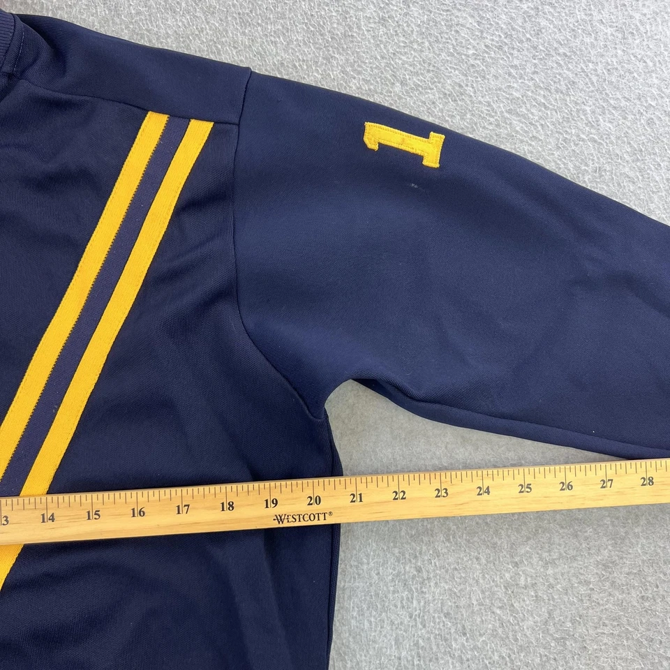 Chaqueta de Pista Wilson De Colección Para Hombre Mediana Azul Marino Amarillo Calentamiento Este Años 60 70 EE. UU. Foto 2 de 4