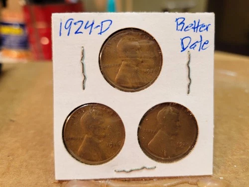 1924-D Lincoln Head pennies Cent QTY 3