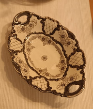 Waldershof Porzellan Durchbruchplatte Anbietplatte oval mit Griffen Vintage