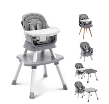 8 in 1 Baby High Chair, Convertible Highchair for Babies and Toddlers, Gray