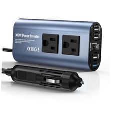 300W Car Power Inverter, DC 12V to 110V AC Car Plug Adapter Outlet with Blue