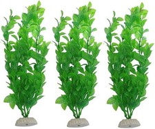 Aquarium Fish Tank Green Plastic Artificial Plants 10.6 Inch High Set of 3Pcs