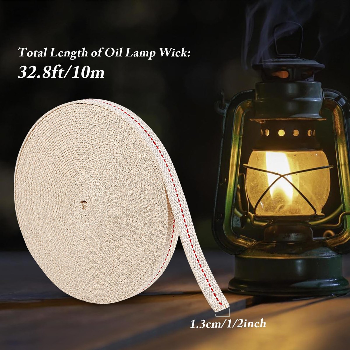 32.8 Feet Oil Lamp Wicks, Each Roll is 1/2-inch Wide Wicks for Oil