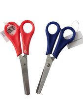 2 x CHILDRENS SAFETY SCISSORS METAL Kids Child School  5" Red Blue