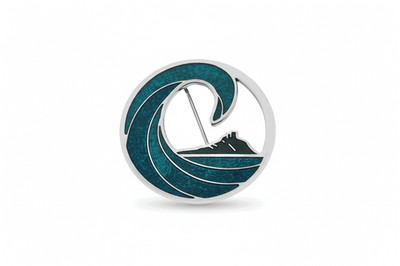 The Seventh Wave and Mount Brooch Silver Plated Brand New Gift Packaging