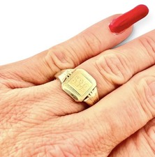 Vintage 9ct Yellow Gold Signet Ring 1977 Birmingham Hallmarked Size V