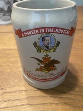 ANHEUSER BUSCH BUDWEISER STEIN WORLD'S GREATEST FAMILY OF BEERS-ADOLPHUS BUSCH!