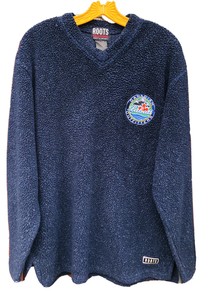 Raízes Do Canadá masculina L Azul Sherpa Lã pulôver suéter moletom Cerveja Labatt | eBay