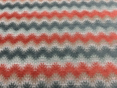 Colefax & Fowler Woven Zig Zag Stripe Uph Fabric- Erin Red Teal 3.30 yd F4642-01 - Picture 3 of 4