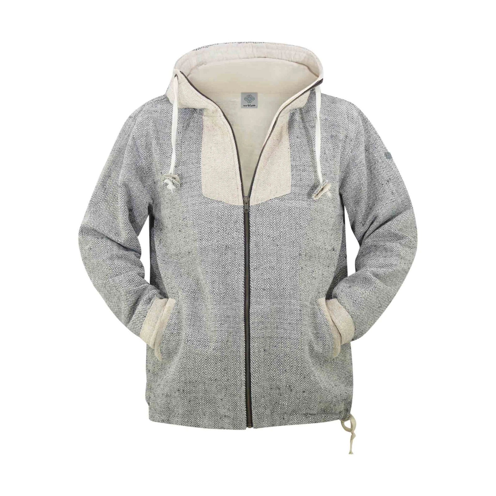 SACAI virblatt maglione vintage canapa e cotone felpa con cappuccio Baja giacca di canapa hippie