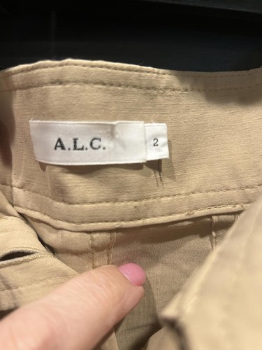 A.L.C. $395 Miley Button-Front Skirt Linen Blend Tan SZ 2 - Picture 3 of 5
