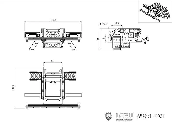 LESU Metal Rear Beam Bumper Light For 1/14 For TAMIYA  Tractor Truck DIY Model - Image 4 of 4