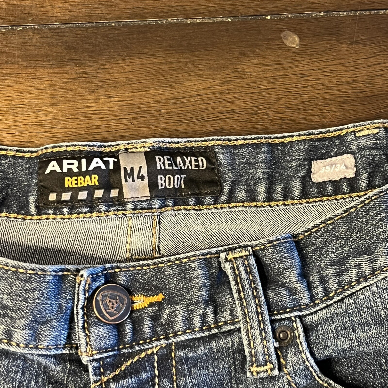 Ariat M4 Rebar Jeans Mens 35x34 Relaxed Boot Cut Blue Denim Loop Lock