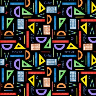 Wilmington School is Cool by Nancy Mink 33874 947 Black Math Supplies    Cotton