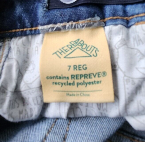 There Abouts Bermuda Jean Shorts Girls Size 7 Snap Distressed Frayed Blue Demin - Picture 9 of 9