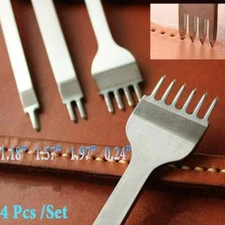 Leather Craft Punch Tools Kit Stitching Carving Working Sewing Saddle Groover US