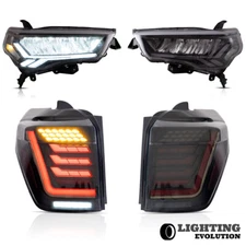 LED Headlights + Tail Lights For 14-22 Toyota 4Runner Clear Reflector＆Smoke Lens