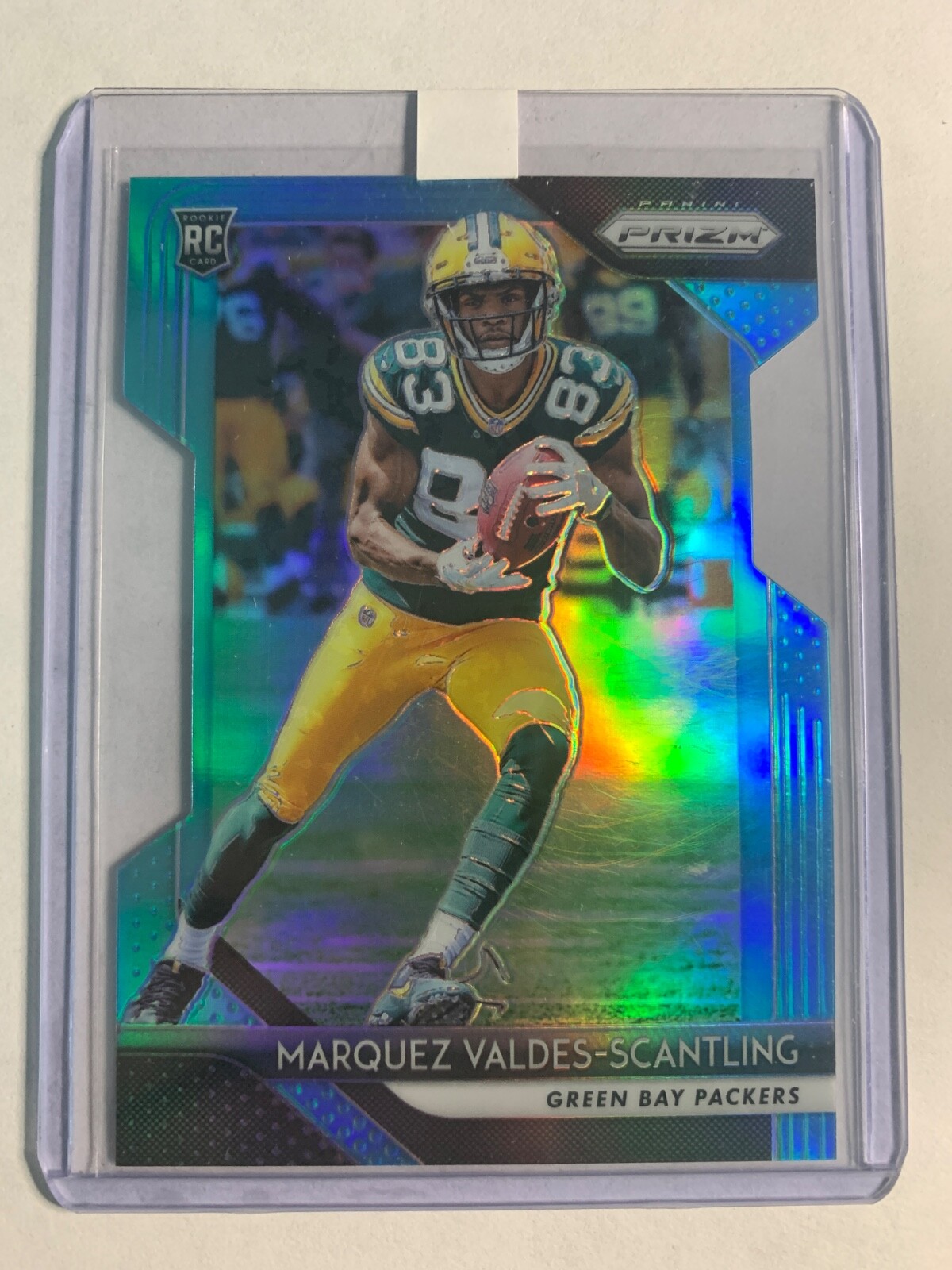2018 Panini Prizm #240 Marquez Valdes Scantling Light Blue Die-Cut RC #D /199