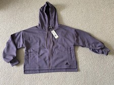Adidas FR8292 Gathered Hoodie Women Track Top Jacket Full Zip Purple Size Small