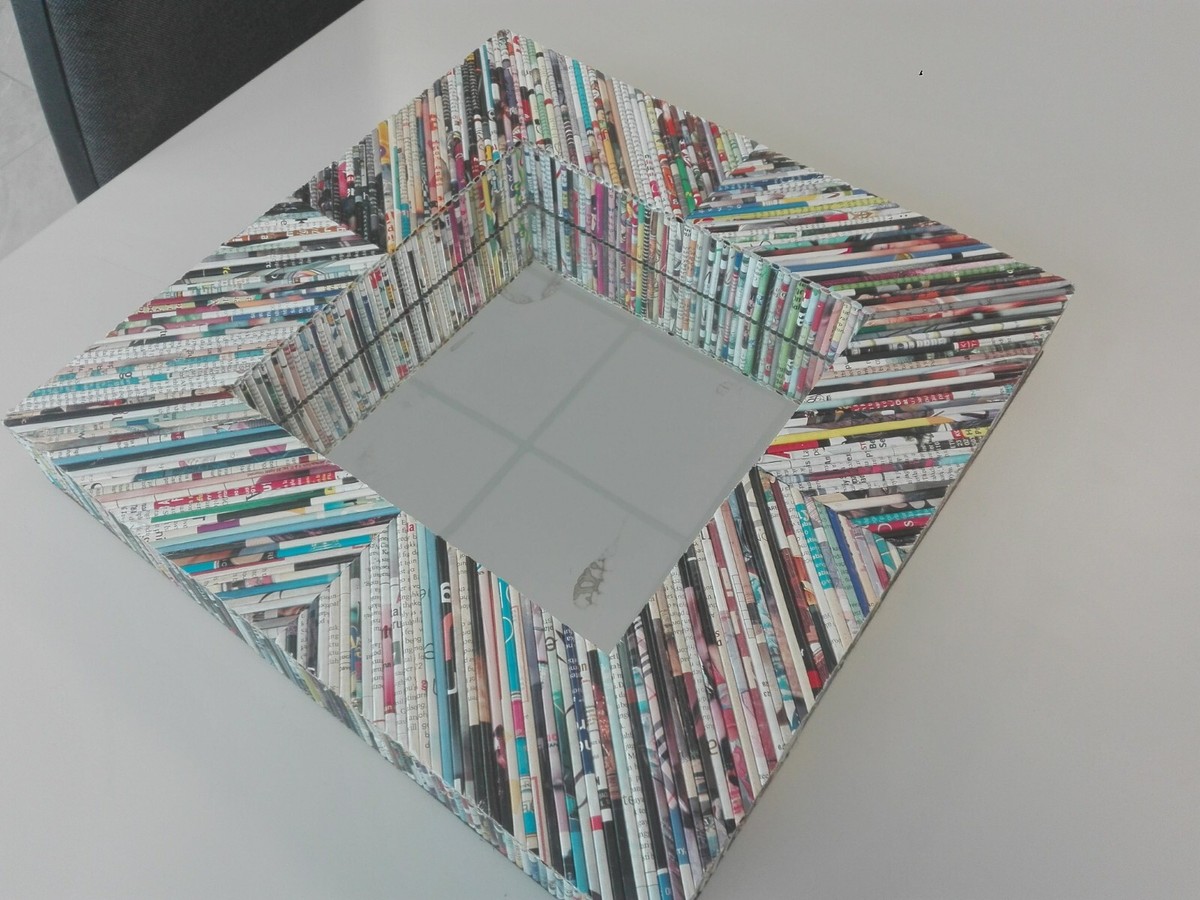 SPECCHIO QUADRO DESIGN cornice riciclo creativo carta da