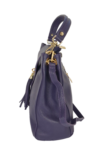 60) VERA PELLE Italy Elegante Damen Tasche Ledertasche Neu Violett Echtes Leder - Bild 5 von 8