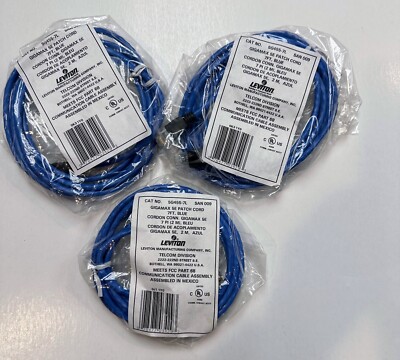 3 PACK - Leviton Gigamax CAT5E Patch Cord Cable RJ45 7FT Black 5G455-7L **NEW**