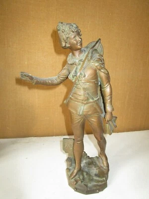 Statuette en régule ancienne "Galant musicien" par La Vergne - Photo 1/4