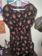 Urban Outfitters Pocket Dress Black Roses Summer Boho Flower Flow S/m Zara Emo
