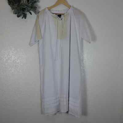 Roolee Linen Blend White Embrodered Mini Dress | eBay