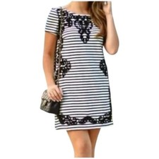 Anthropologie Striped Black and White Dress Size Large