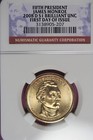 2008 D-  NGC BU FIRST DAY OF ISSUE JAMES MONROE PRESIDENT DOLLAR! #B43758 — photo 1