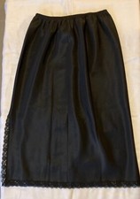 Vintage Half Slip Sliperfection Black Lace Trim Back Slit