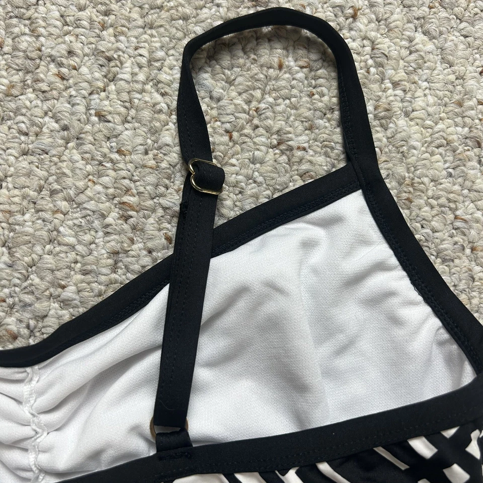 Apt. 9 Tankini acanalado negro blanco para mujer talla 18W correas ajustables geométricas Foto 4 de 4