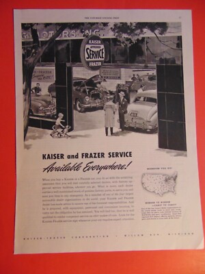 1947 KAISER and FRAZER Auto Service Centers Coast to Coast art print ad