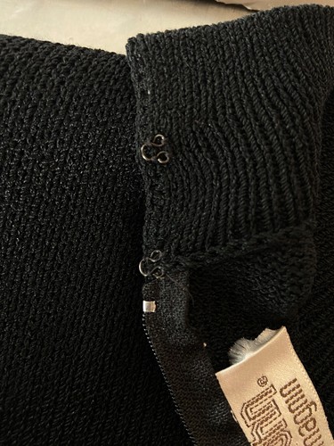 St. John for I. Magnin Women's 12 Black Zipper Sweater Dress Midi Length w/flaw - Picture 12 of 19