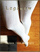 Cable Knit Tights School Girl Sweater Thigh High Over Knee Socks White Brown Blk