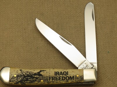 レア　入手困難　置物　USA 　ハゲワシ　A49 Vintage Case XX USA 2013 Stamp 6254 SS Trapper - Antique Bone