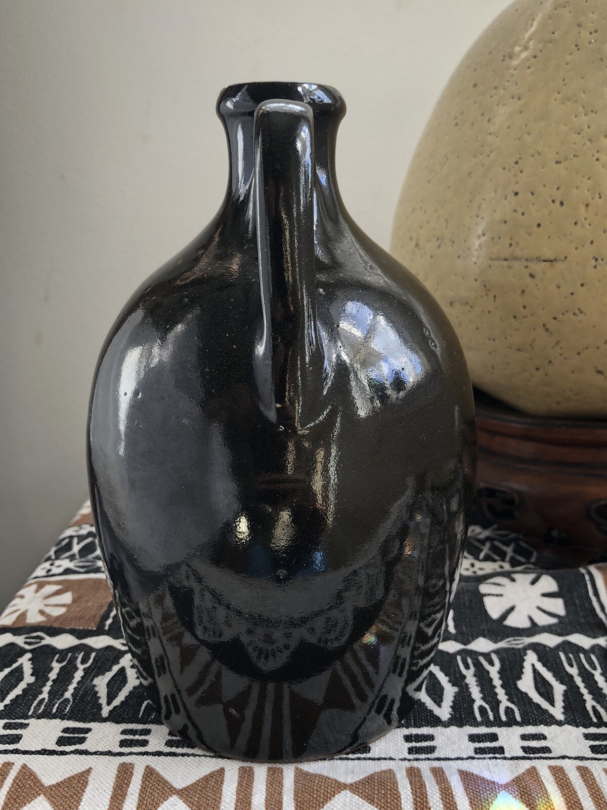 Jugtown Ware Dark Earthy Jug 7” Pottery Seagrove NC Stamped Dated 1984 Vintage