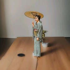 Antique WAGASA Japanese Oil Rice Paper Bamboo Umbrella BAMBOO Cherry Blossoms A