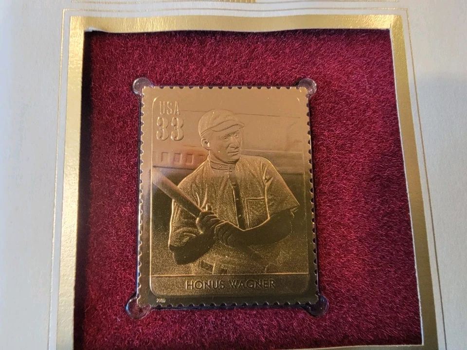 2000 Legends of Baseball Honus Wagner 100 Century Gold Stamp Letter MattedFramed - Image 4 of 4