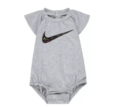 Nike Baby Girls Bodysuit Romper Grey Soft Cotton One-Piece Outfit Newborn  to 24M UK